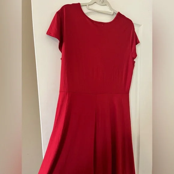 NEW! Haute Red Cotton Polyester Blend Mid Length Dress Women’s size 2X - Picture 3 of 15